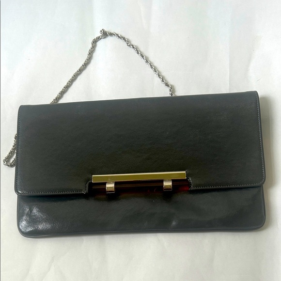 Mardane Handbags - Vintage MardaneElegant Dark Grey Leather Clutch with Silver Accent